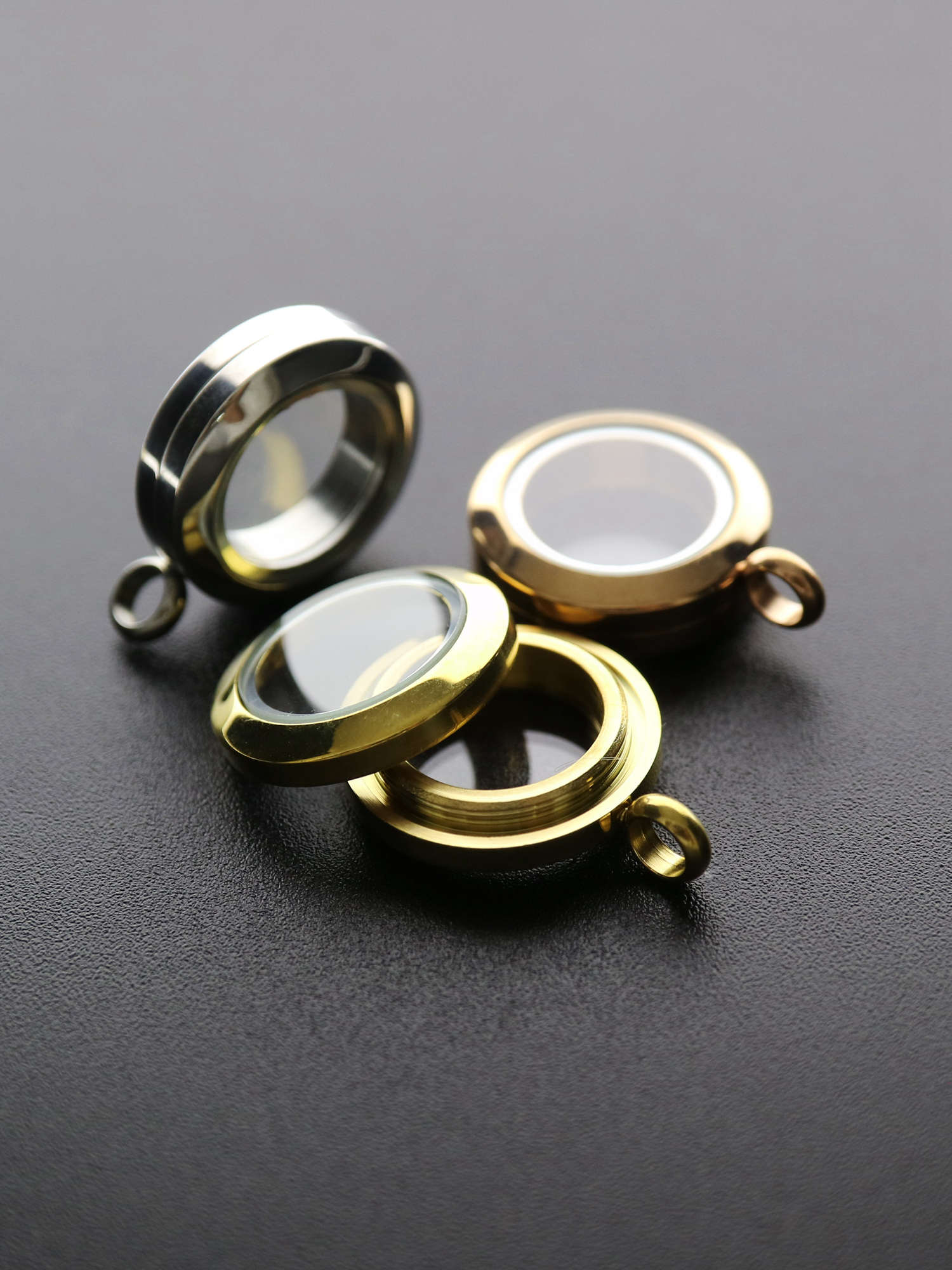 1Pcs 20MM Stainless Steel Round Glass Locket Rose Gold Plated DIY Pendant Charm Supplies 1110034 - Click Image to Close